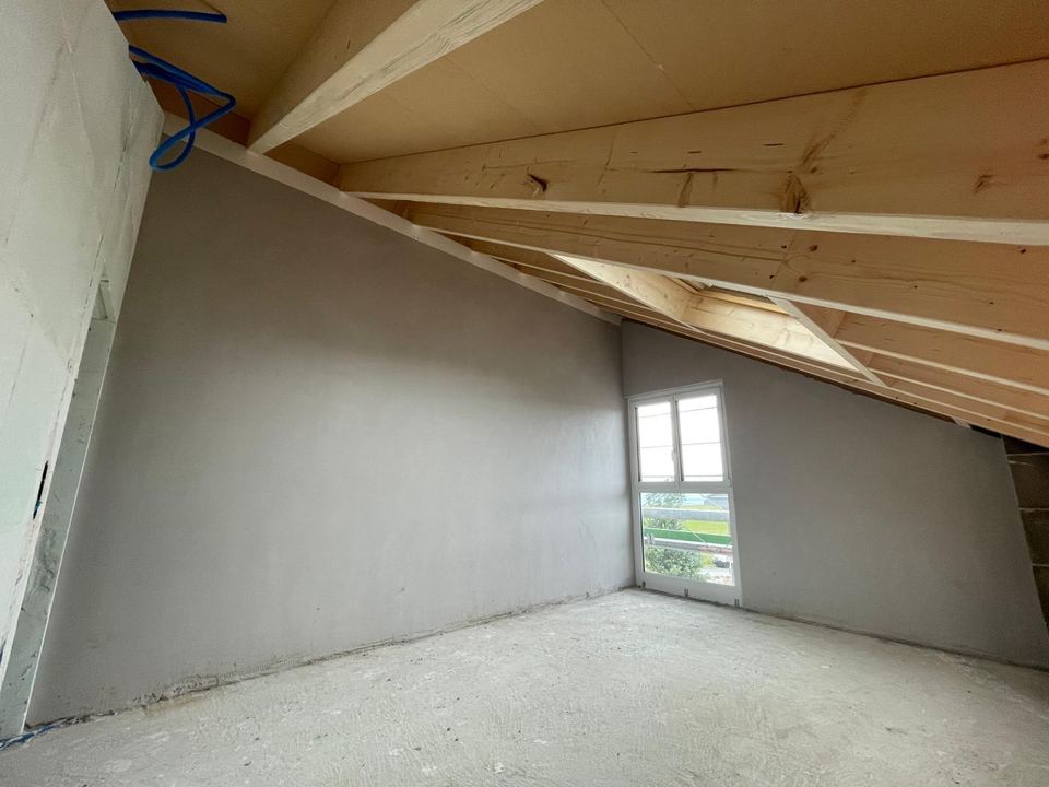 Chambre sous combles - lissage des rampants